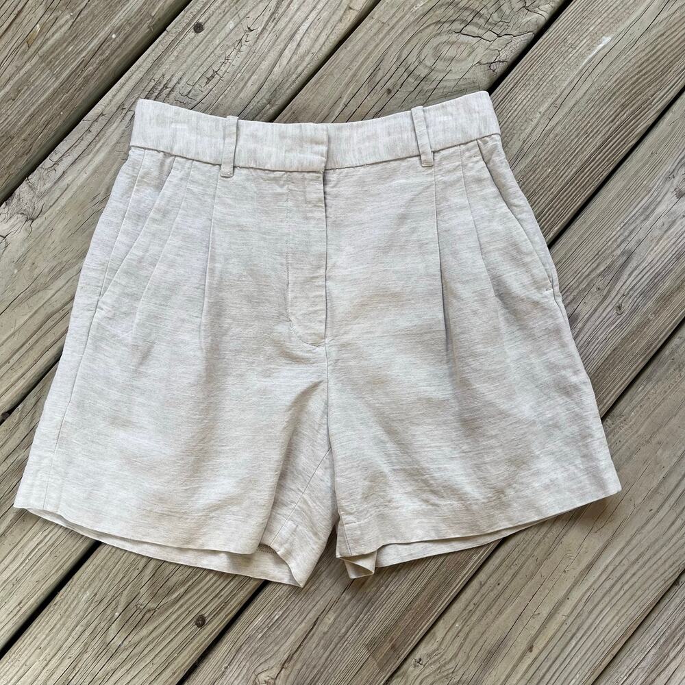 Wilfred Women's The Effortless Pant Linen Blend Khaki Shorts Size 4